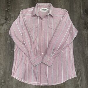 Vtg panhandle slim Oxford  western shirt men XL 25x29 pastel striped pearl snap